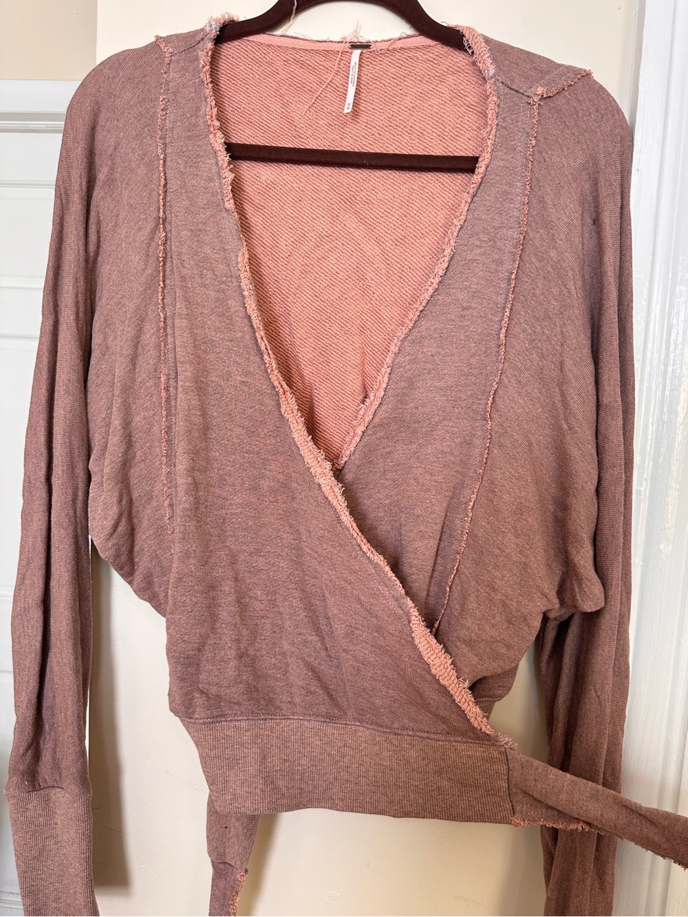 Free People Dusty Rose Wrap-Style V-Neck Sweater Size Medium
